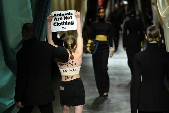 Anti-Pelz-Aktivisten sorgen fr Aufsehen bei Modewoche in Mailand