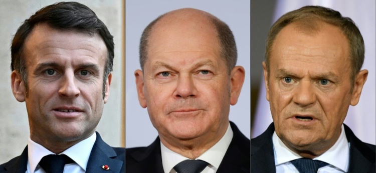 Treffen des Weimarer Dreiecks mit Scholz, Macron und Tusk in Berlin