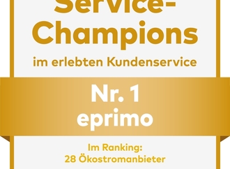 eprimo überzeugt erneut als Service-Champion im Bereich Ökostrom